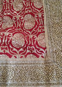 Wedding Saree/Cream And Red Net Saree
