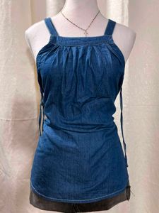 Denim Halter Neck Tank Top