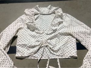 Chic Polka Dot Ruched Crop Top