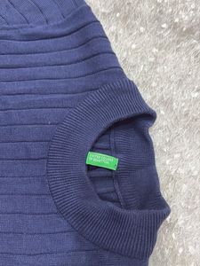 Navy Ribbed Knit Midi Dress