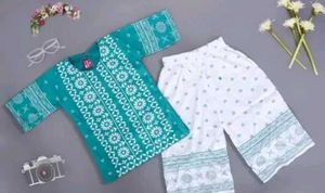 Elegant Green & White Kurta Set