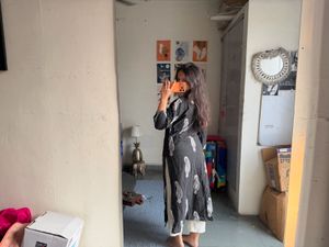 Stylish Black Kurta with White Paisley Print