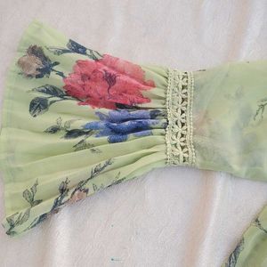 Trendy Ruffle Floral Chiffon Top