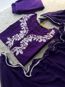 Elegant Purple Embroidered Kurta Set