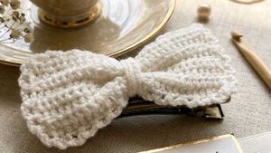 Handmade Crochet Bow 🎀 Hair Clip
