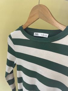 Zara Striped Knit Crop Top
