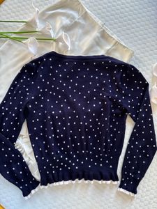 Navy Blue Polka Dot Cardigan