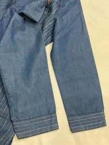 Stylish Embroidered Denim Kurta