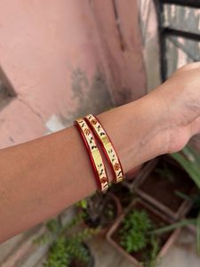 Beautiful Red &amp; Gold Bangles