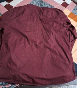 Maroon chinese Collared Button-Up Shirt