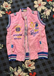 Pink Bomber Style Vest Jacket