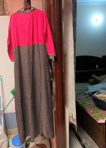 Pink Black Printed Long Kurta 3/4 Sleeve