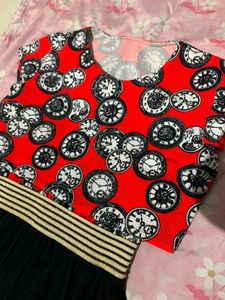 Red Clock Print cute Dress