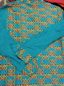 BIBA Teal Embroidered Kurta