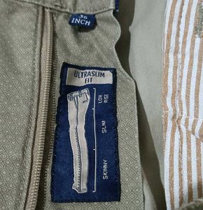 Green Patterned Casual Pants