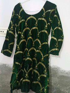 Green Velvet Kurti