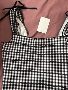 Gingham Tie-bow strap Crop Top