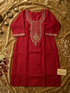 Exquisite Red Embroidered Kurta