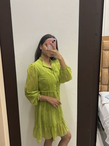 Lime Green Ruffled Mini Dress