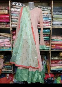 bust 42 Elegant Peach &amp; Mint Kurta Set