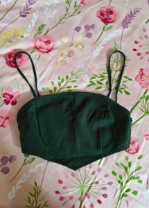 Dark Green Strappy Crop Top