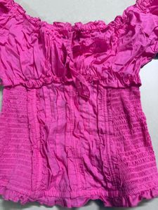 Hot Pink puff sleeve Top