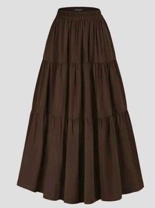 Brown Tiered Maxi Skirt