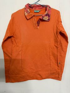 Orange Collared Long Sleeve Top