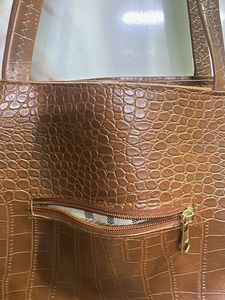 brown textured tote