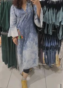 Denim Kurta with Embroidery