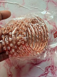 Sparkling Rose Gold Bangles Set