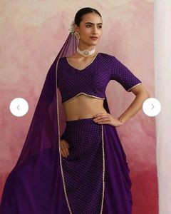 Vibrant Purple Polka Dot Lehenga Choli Set