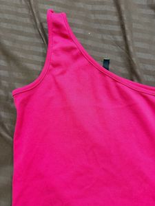 Hot Pink One-Shoulder Tank Top