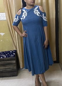 Calf Length Cotton Dress From Sassafras. Shirt Cold Shoulder Dress good to go anywhere