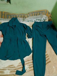 Teal Belted Top &amp; Pants Set