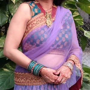 Purple brocade Lehenga saree By Neena Sehgal