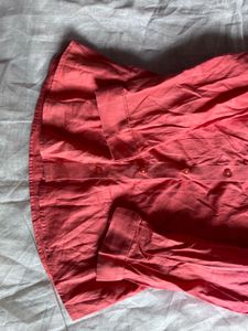 Coral Collared Button-Up Shirt