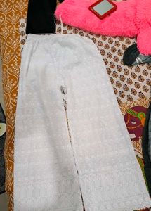 White Chikankari Palazzo Pants