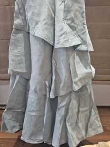 Light Blue Tiered Embroidered Gown