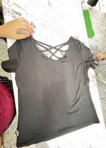 Women's Black Criss-Cross Back Top