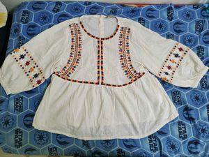 cotton embroidered peplum blouse