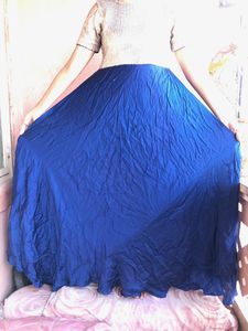 Blue Satin Gown With Siquen Choli