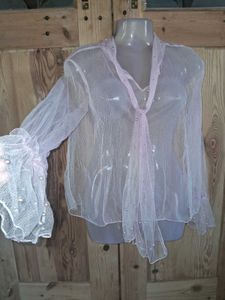 Sheer Beaded Pearl Blouse