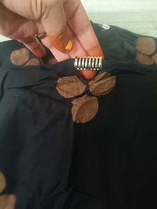 Black Sleeveless Kurta with Brown Motifs