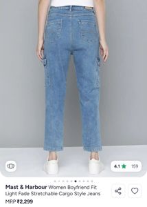 Women Cargo Boyfriend Jeans