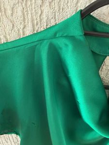 Elegant Emerald Green Satin Top