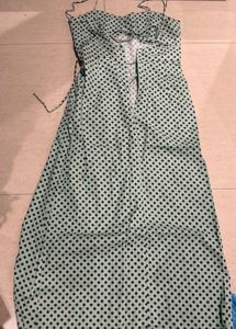 Polka Dot Midi Dress with Slit