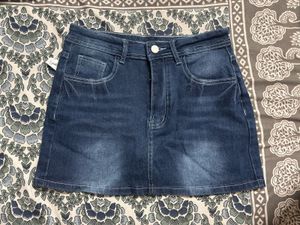 Y2k Classic Blue Denim Mini Skirt with embroidery