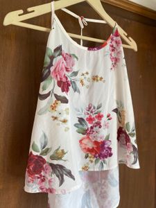 Floral Print bow back Top