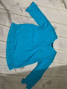 Max Blue Lace Detail Tunic top and printed kurta